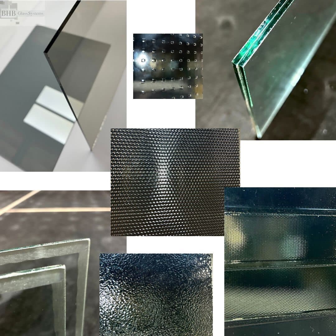 Collage of different glass panel types